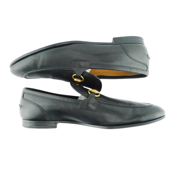 Gucci Jordaan Black Leather Classic Horse Bit Slip-on Loafers 8 UK - Picture 4 of 9